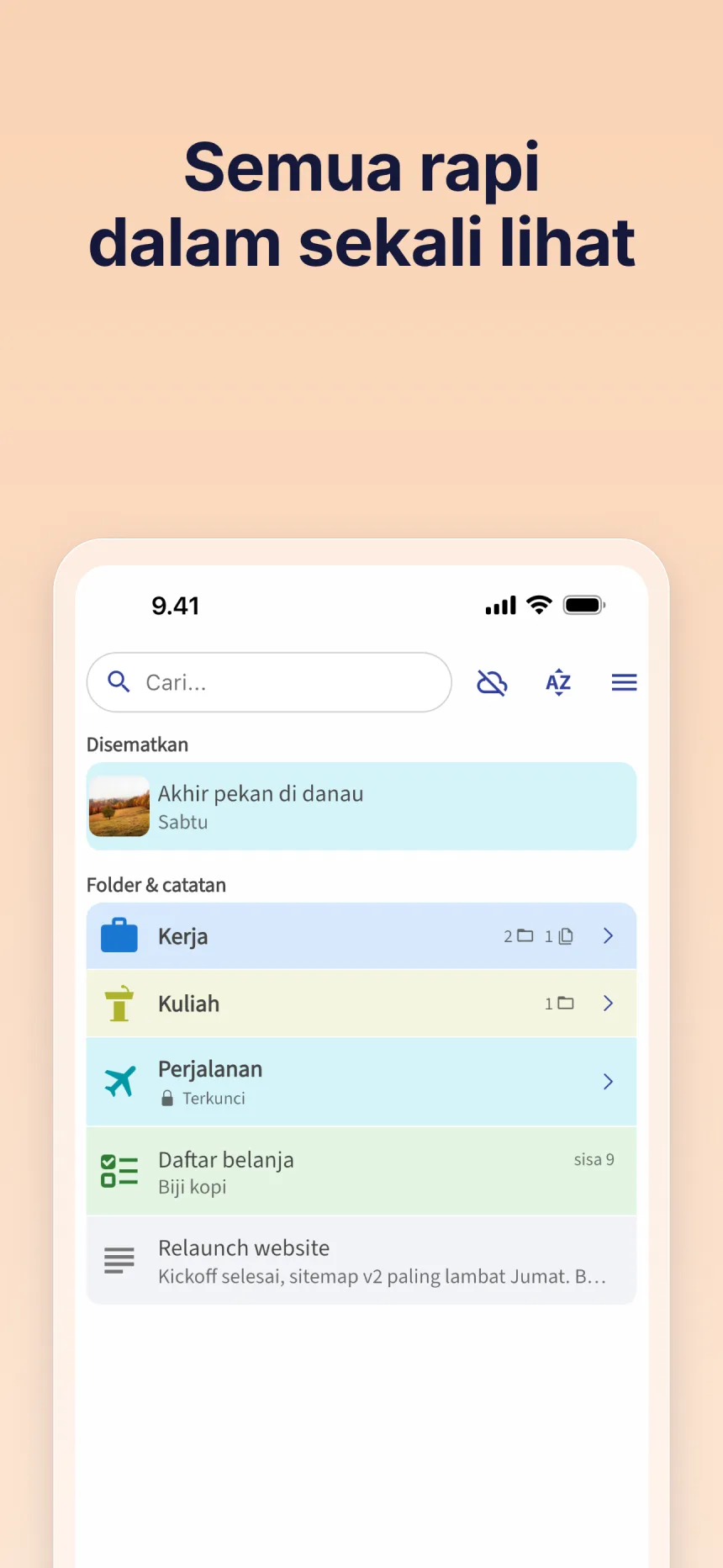 Tangkapan layar aplikasi Folino